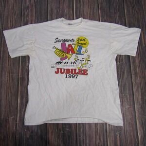 Vintage Sacramento Jazz Jubilee Shirt Mens Large White 1997 Festival Music